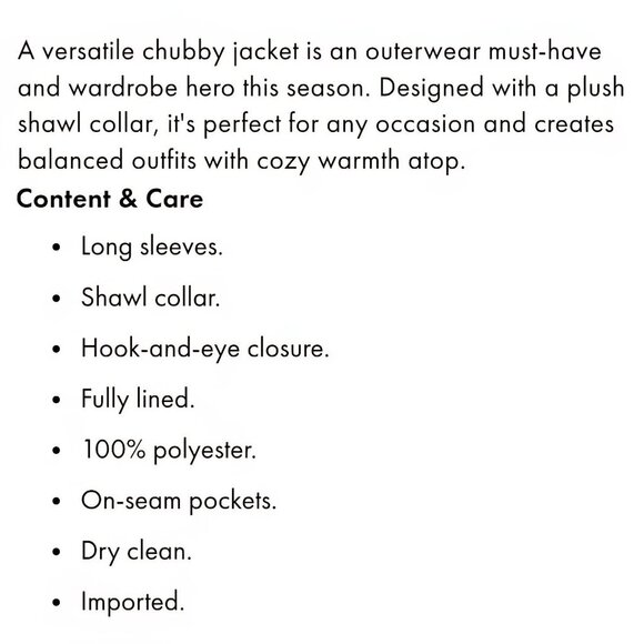 Boston Proper Shawl Collar Versatile Faux Fur Chubby Pink Peacock Jacket Size L - Picture 10 of 10